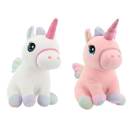 Bicho De Pelucia Unicornio Macio E Antialergico Sentado C/ Asas - 33cm - Bee Toys