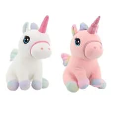 Bicho De Pelucia Unicornio Macio E Antialergico Sentado C/ Asas - 33cm - Bee Toys