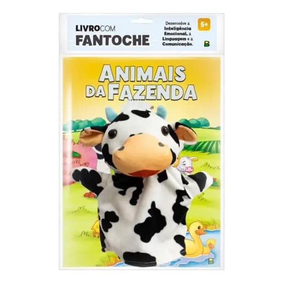 Livro Infantil C/ Fantoche Vaca Vaquinha: Animais Da Fazenda - Interativo Desenvolve Expressao Oral Montessori Ludico - Todolivro