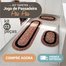 Jogo de Passadeira Tapete Fru Fru Malha Gel Cozinha