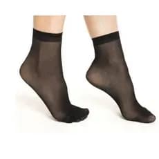 10 Pares Meia Fina Soquete Feminina cor preta