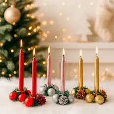 Vela castiçal kit decoração mesa de natal natalina 2 unidades festas cenários