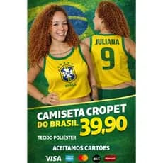 CROPET FEMININO BRASIL PERSONALIZADO NOME E NUMERO