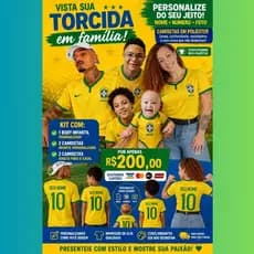 5 Camisetas Brasil Copa em Família Personalizada