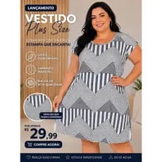 Vestido Feminino Estampado Manga curta com Bolso J610