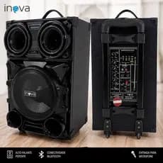 Caixa De Som 8000 Watts Inova Com Microfone Completa-Funciona Somente Conectada a Energia