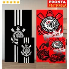 Toalha de Banho e Rosto/Mão Time Corinthians Timão Praia Piscina Felpa Estampada