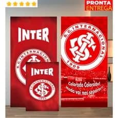 Toalha de Banho e Rosto/Mão Time Inter Colorado Praia Piscina Felpa Estampada