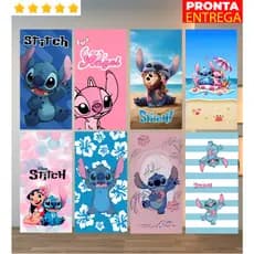 Toalha de Banho Infantil STITCH LILO ANGEL Praia Piscina Felpa Estampada.