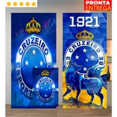 Toalha de Banho e Rosto/Mão Time Cruzeiro Praia Piscina Felpa Estampada