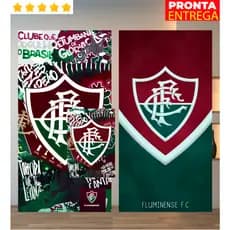 Toalha de Banho e Rosto/Mão Time Fluminense Tricolor Carioca Praia Piscina Felpa Estampada