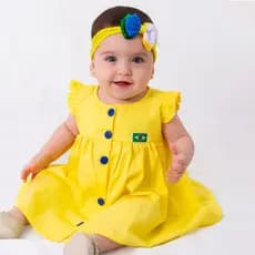 Vestido de Bebê Menina do Brasil 100% Algodão Mundo Nina