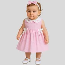 Vestido de Bebê Mundo Nina Macio Confortável Luxo Festa Criança 100% Algodão