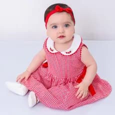 Vestido de Bebe Menina Infantil 100% Algodão Tricoline - Giulia