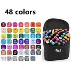 Conjunto de Caneta Colorida Ponta Dupla 48Pçs com Estojo (Versão Pretas ou Brancas)