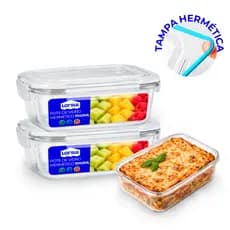Conjunto Potes Vidro Hermético Marmita Com 4 Travas Com 1040ml