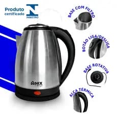 Chaleira Elétrica Inox 2 Litros Jarra Térmica Desligamento Automático Ferve Água Rápido Café Chá