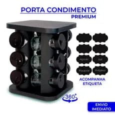 Porta Temperos Profissional Giratório Potes Vidro com Tampa Dosadora Condimentos Envio Imediato