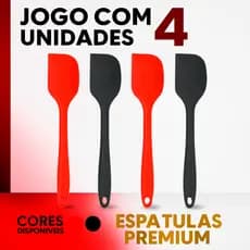 Kit Com 4 Espátula de Silicone Premium 27Cm Resistente Alta Temperatura Casa Cozinha Buffet Restaurante Primeira Linha