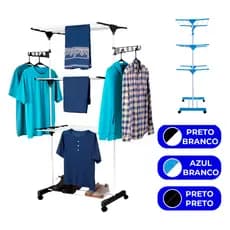 Varal Torre 3 Andares Aço Inoxidável Retratil Compacto 4 Rodas Prático
