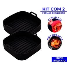 2 Forma de Silicone Air Fryer Grande 20CM Assadeira Fritadeira Quadrada