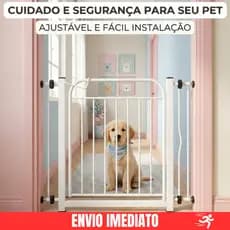 Portão Pet Cachorro - Cercado Corredor (68 a 83cm) Grade de Proteção Para Cães Sem Furação Ajustável
