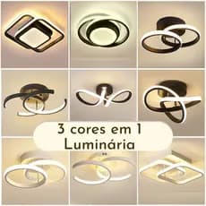 Luminária Plafon LED de Teto Moderna com 3 Cores de Luz Para Sala, Quarto, Hall e Ambientes Internos