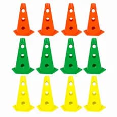 12x Mini Cone Sinalização Esportivo 23cm Agilidade Furado