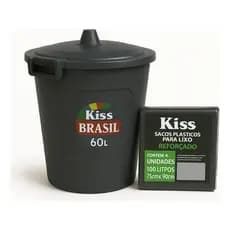 Cesto De Lixo 60l Com Tampa E Trava + 4 Sacos 100l Brinde