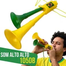 Corneta Vuvuzela Brasil Torcida Verde Amarela Com Cordão Som