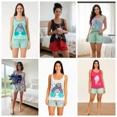 conjunto short doll personagens malha Promoção/Revenda
