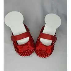 Sapatilha Natal Bebê Menina Vermelha Customizada com Perola