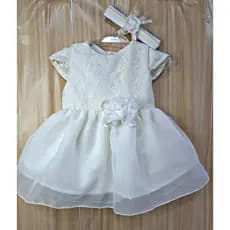 Vestido de Bebê Menina Festa Creme Renda Vestido Batizado Recem Nascido Daminha Casamento
