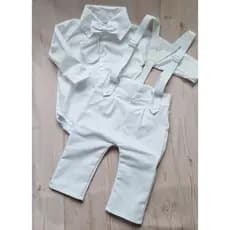 Conjunto Batizado Bebê Menino Calça Saruel com Suspensório