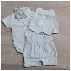 Conjunto Batizado Bebê Menino Colete e Bermuda Bebê Pajen