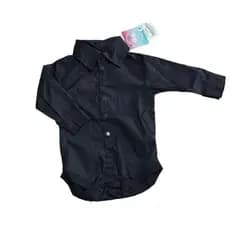 Camisa Body Bebê Preta Bita Manga Longa Camisa Social Bebê Menino