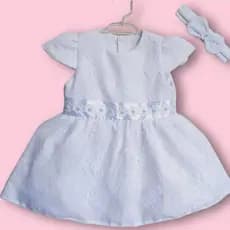 Vestido Batizado Bebê Branco todo Rendado