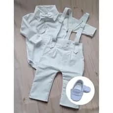 Roupa Batizado Bebê Menino Kit Completo com Mocassim