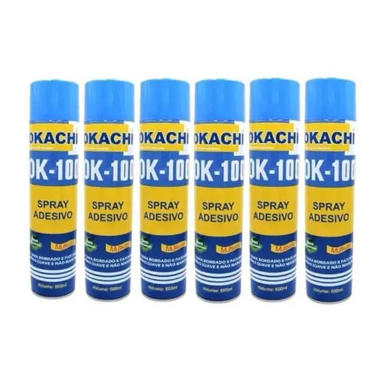 Kit com 6 Colas Okachi Spray Temporária Patchwork Bordados Tecidos - 600 ml