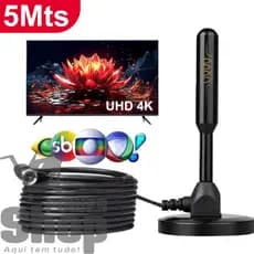 Antena Digital de TV 5 metros interna Sinal TV HDTV Base Imã Externo a prova d'agua antena digital