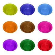 100 Cumbuca Descartável 12cm Prato Fundo Sobremesa Festas Pratinho Sorvete Aniversário Pratos Colorido