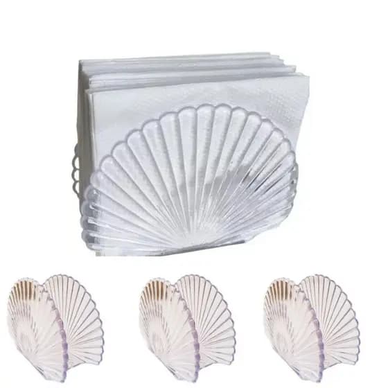Kit 3 Porta Guardanapo Concha Acrílico Cristal festas buffet casamento Porta guardanapo Festa Sereia