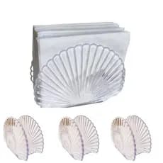 Kit 3 Porta Guardanapo Concha Acrílico Cristal festas buffet casamento Porta guardanapo Festa Sereia