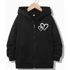 Blusa de Frio Moletom Canguru Sem Ziper Algodão Coração Minimalista Fofo Inverno Casual Forrado Softwear