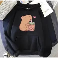 Moletom Canguru Feminino Capivara Milk Tumblr Estampa Fofa Com Capuz Blusa de Frio Inverno