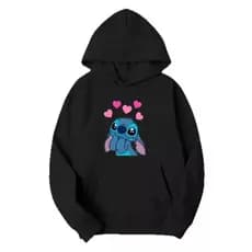 Blusa de Frio Moletom Infantil Kids Stitch Unissex Com Capuz Canguru Algodão Oferta