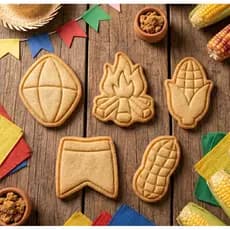 Kit Cortador de Biscoito 3D Festa Junina 2026 5 Peças