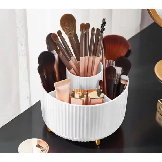 Organizador de Maquiagem Giratório 360° com 6 Compartimentos Porta Pincéis Esmaltes e Cosméticos