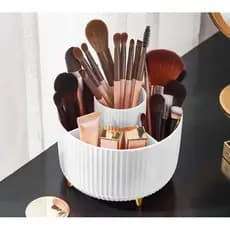 Organizador de Maquiagem Giratório 360° com 6 Compartimentos Porta Pincéis Esmaltes e Cosméticos