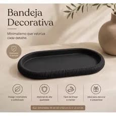 Bandeja Decorativa Moderna Oval Canelada Porta Objetos